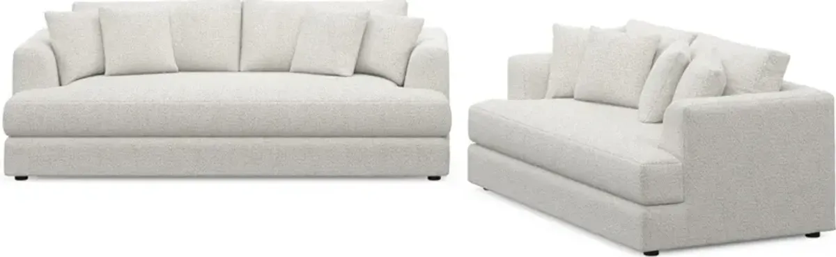 Ridley Foam Comfort Sofa and Loveseat Set - River Rock Ivory