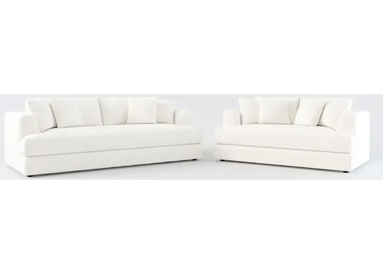 Ridley Foam Comfort Sofa and Loveseat Set - River Rock Ivory