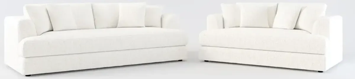 Ridley Foam Comfort Sofa and Loveseat Set - River Rock Ivory