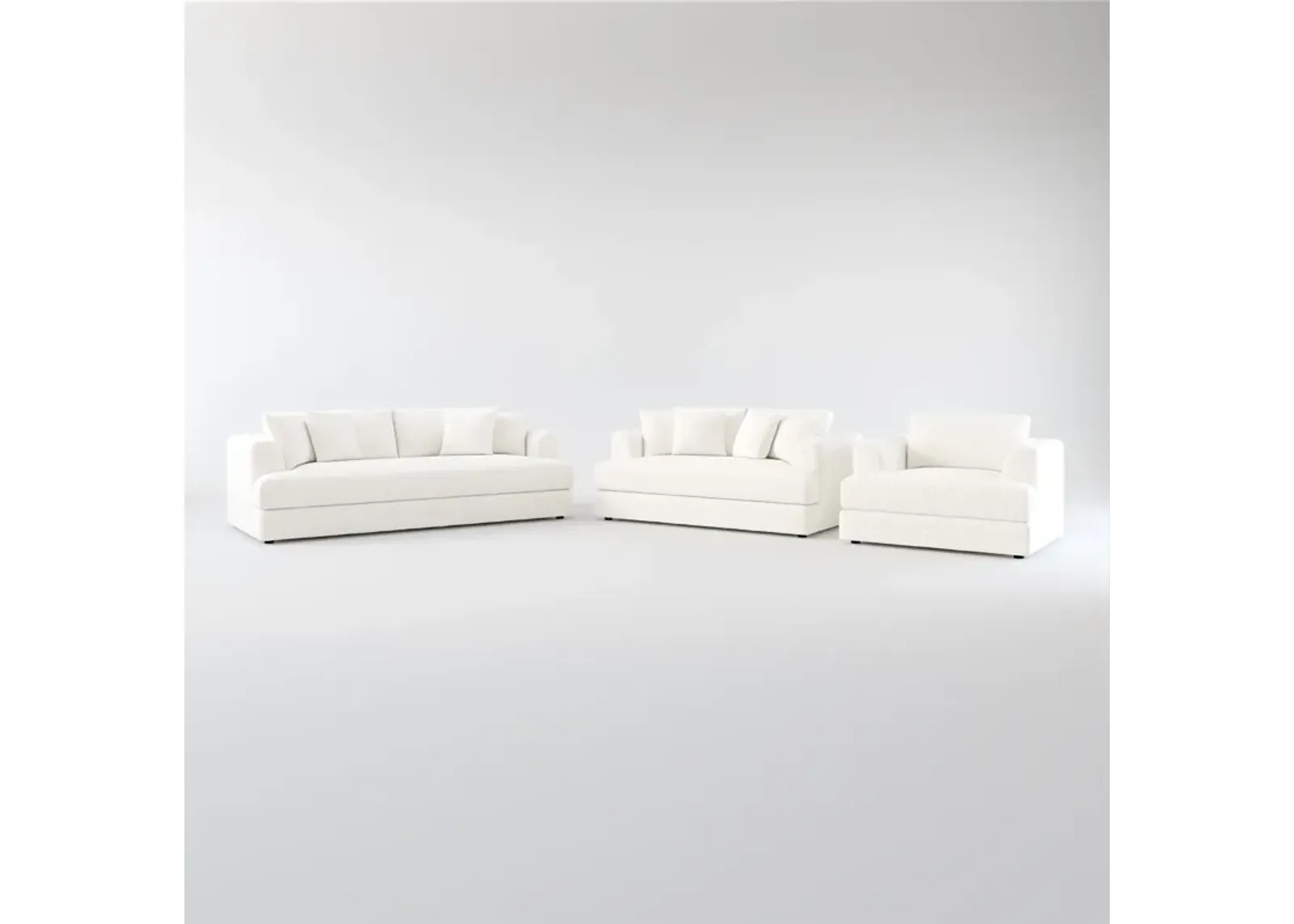 Ridley Foam Comfort Sofa, Loveseat, and Chair Set - River Rock Ivory