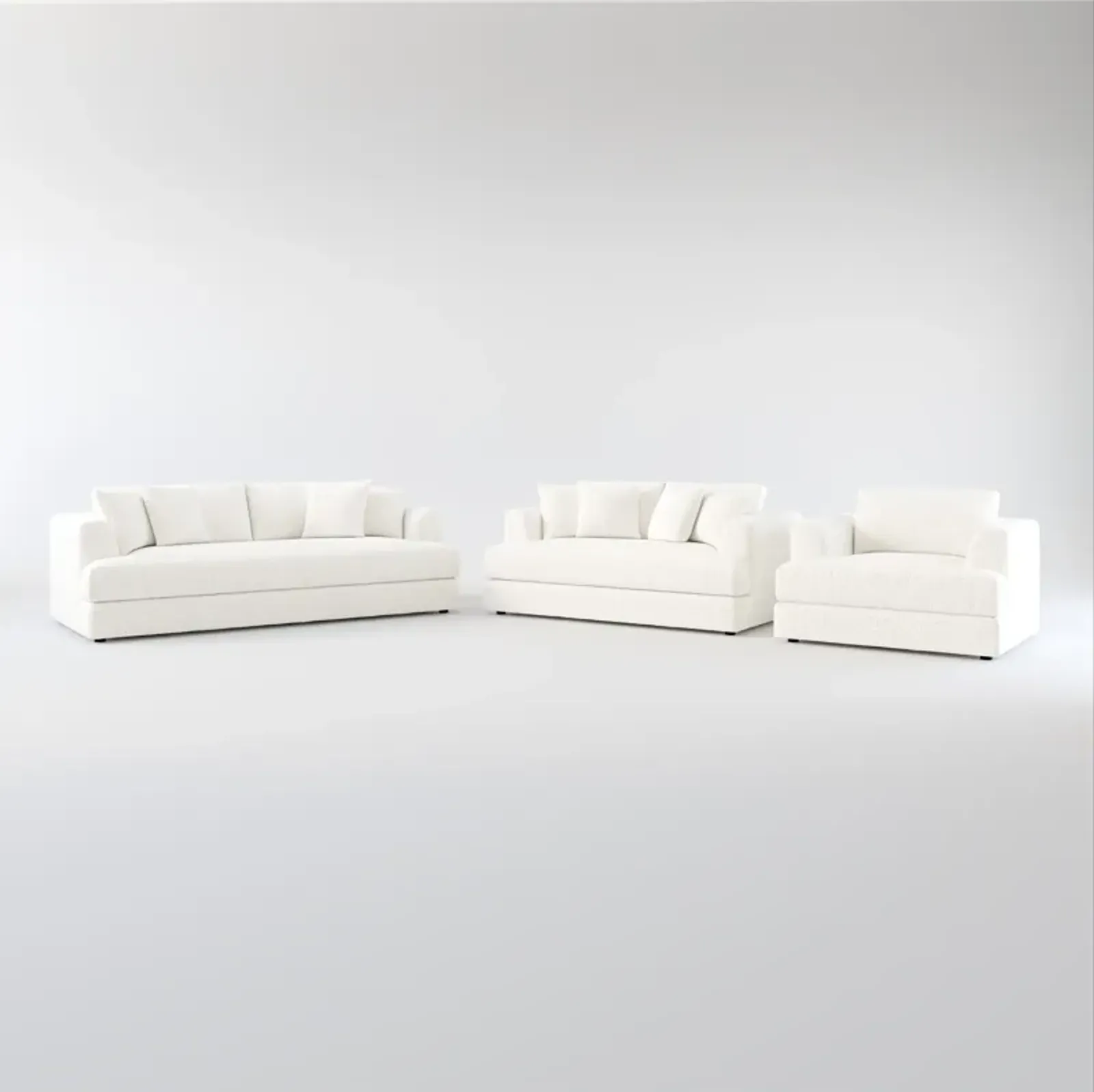 Ridley Foam Comfort Sofa, Loveseat, and Chair Set - River Rock Ivory