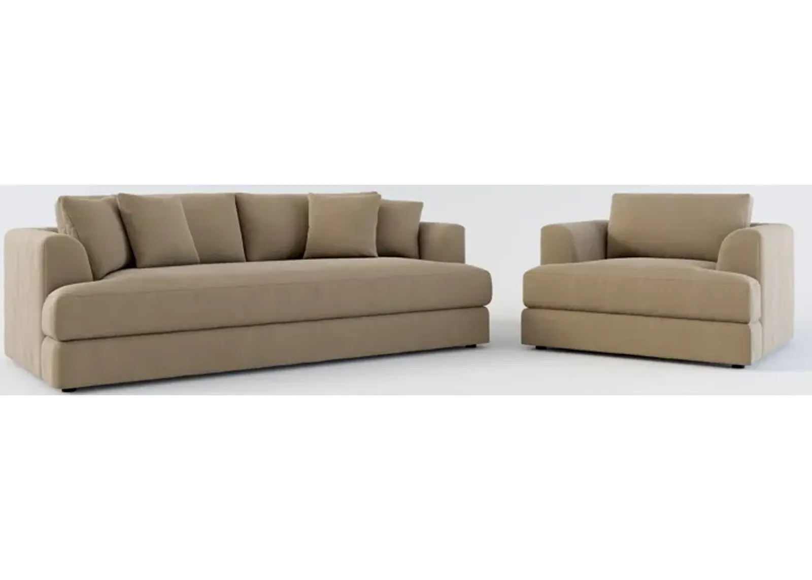 Ridley Hybrid Comfort Sofa and Chair - Merrimac Brownstone