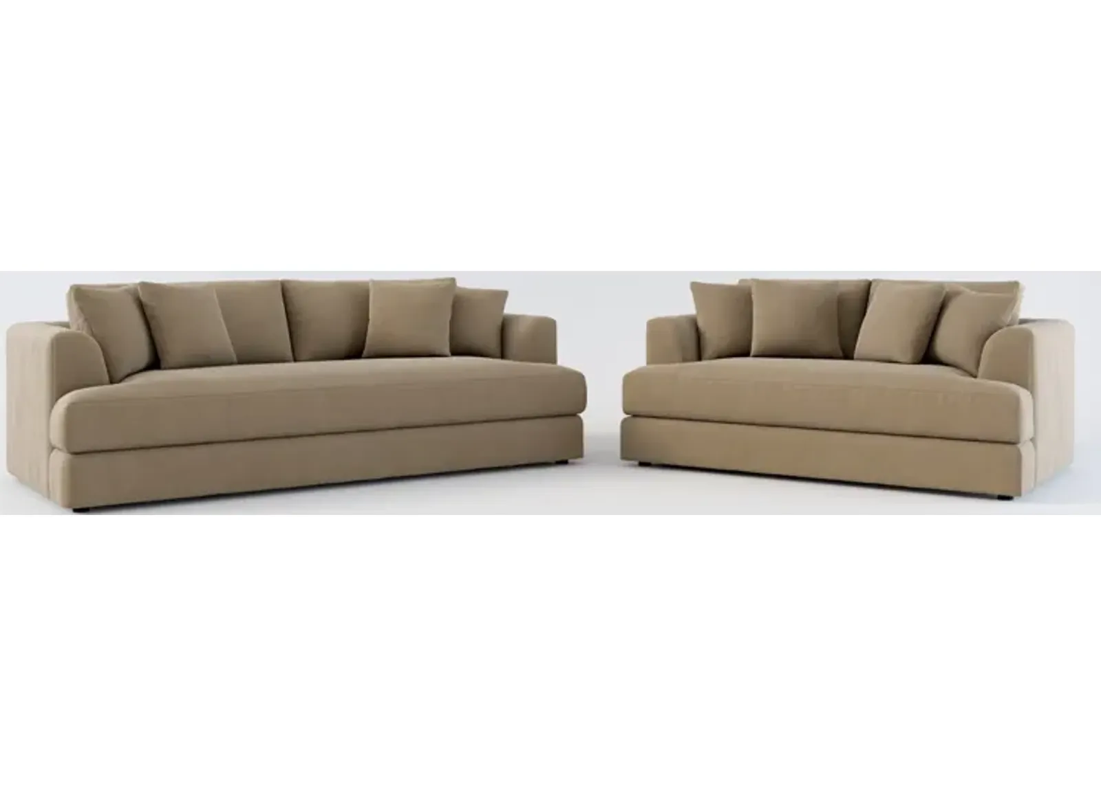 Ridley Hybrid Comfort Sofa and Loveseat - Merrimac Brownstone