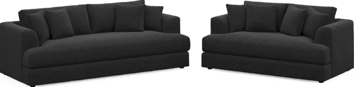 Ridley Hybrid Comfort Sofa and Loveseat - Bloke Obsidian