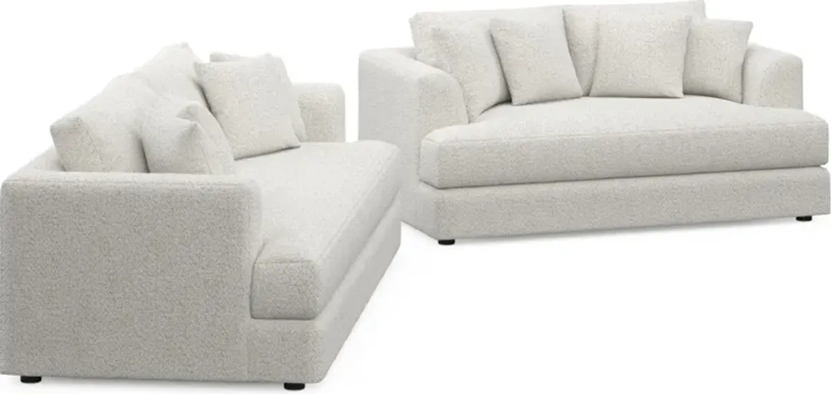 Ridley Hybrid Comfort Sofa and Loveseat Set - River Rock Ivory