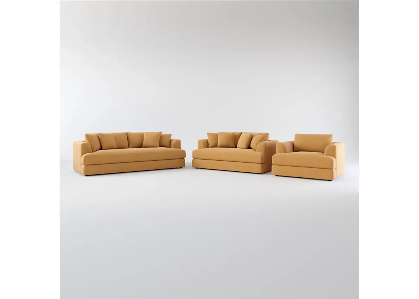 Ridley Hybrid Comfort Sofa, Loveseat, and Chair - Merrimac Topaz