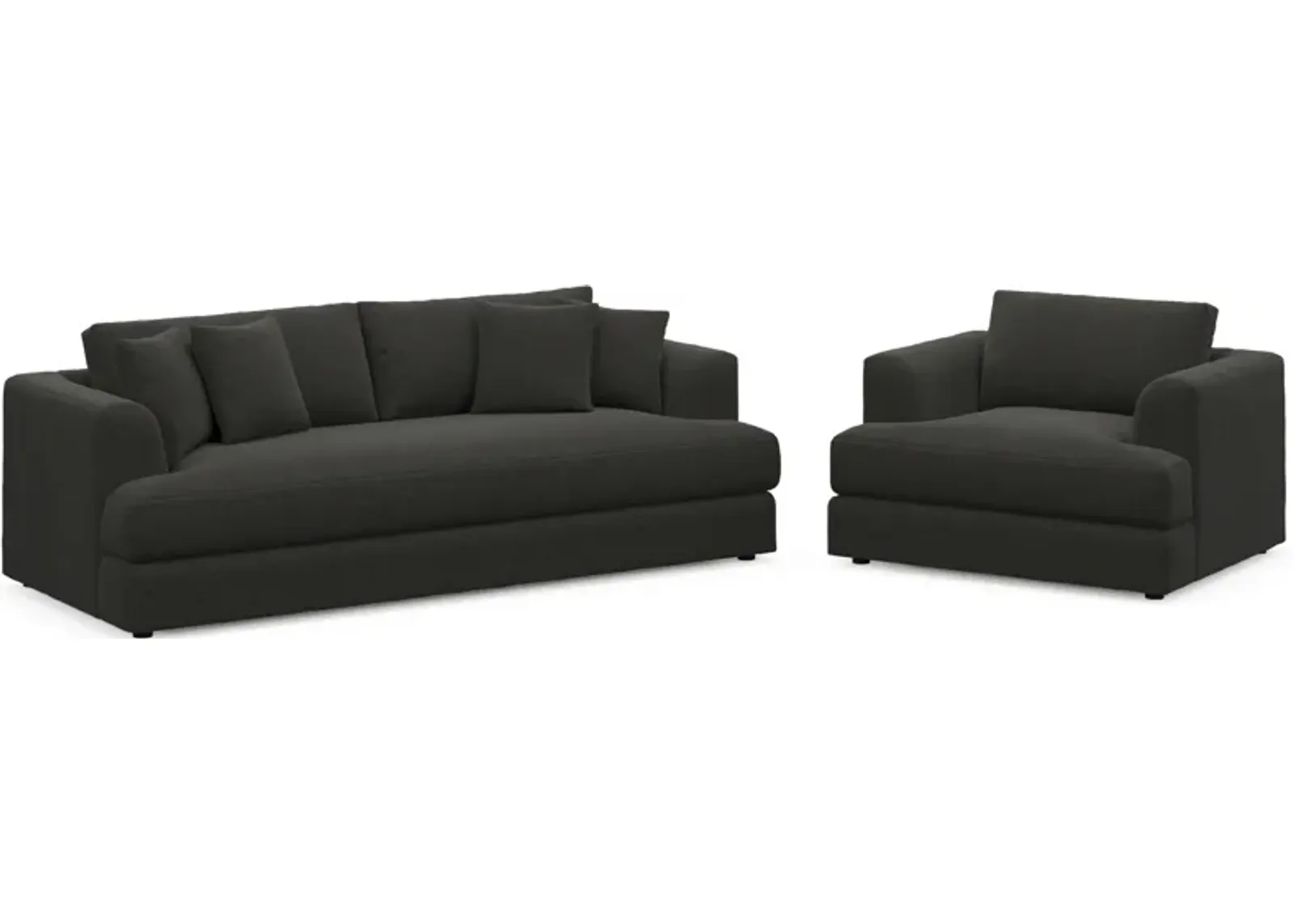 Ridley Foam Comfort Sofa and Chair Set - Liv Onyx