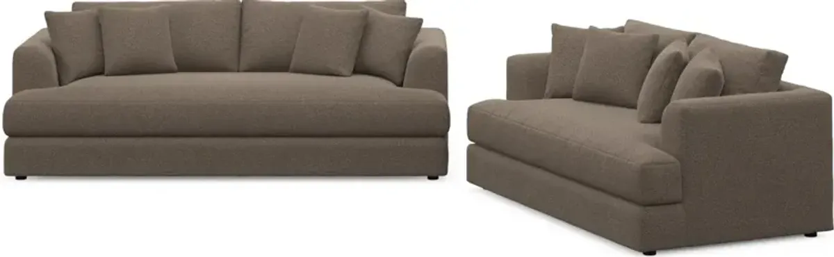 Ridley Foam Comfort Sofa and Loveseat Set - Liv Umber