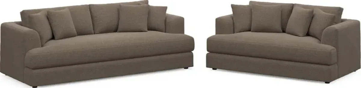 Ridley Foam Comfort Sofa and Loveseat Set - Liv Umber