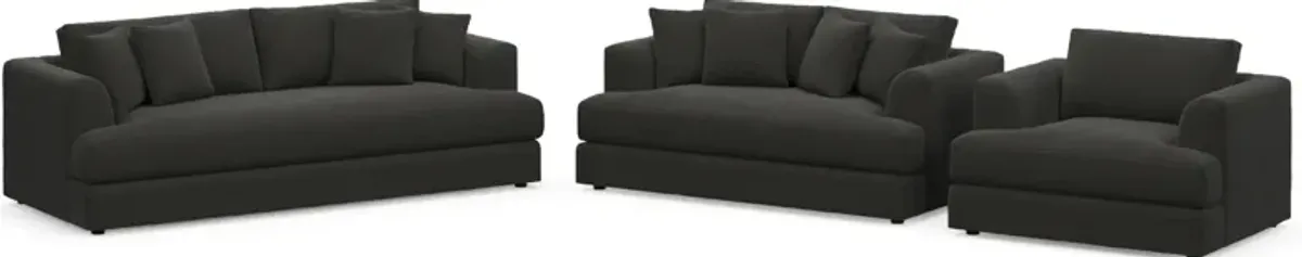 Ridley Foam Comfort Sofa, Loveseat, and Chair Set - Liv Onyx