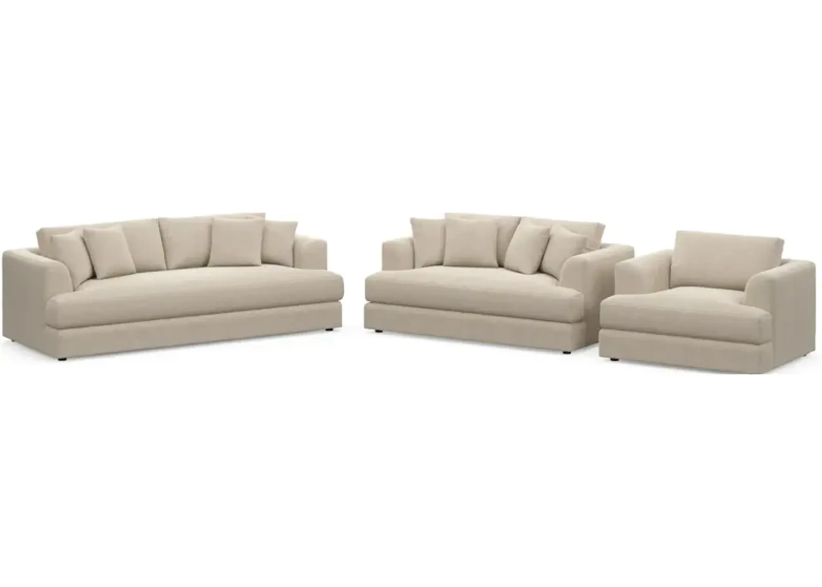 Ridley Foam Comfort Sofa, Loveseat, and Chair Set - Basker Antique