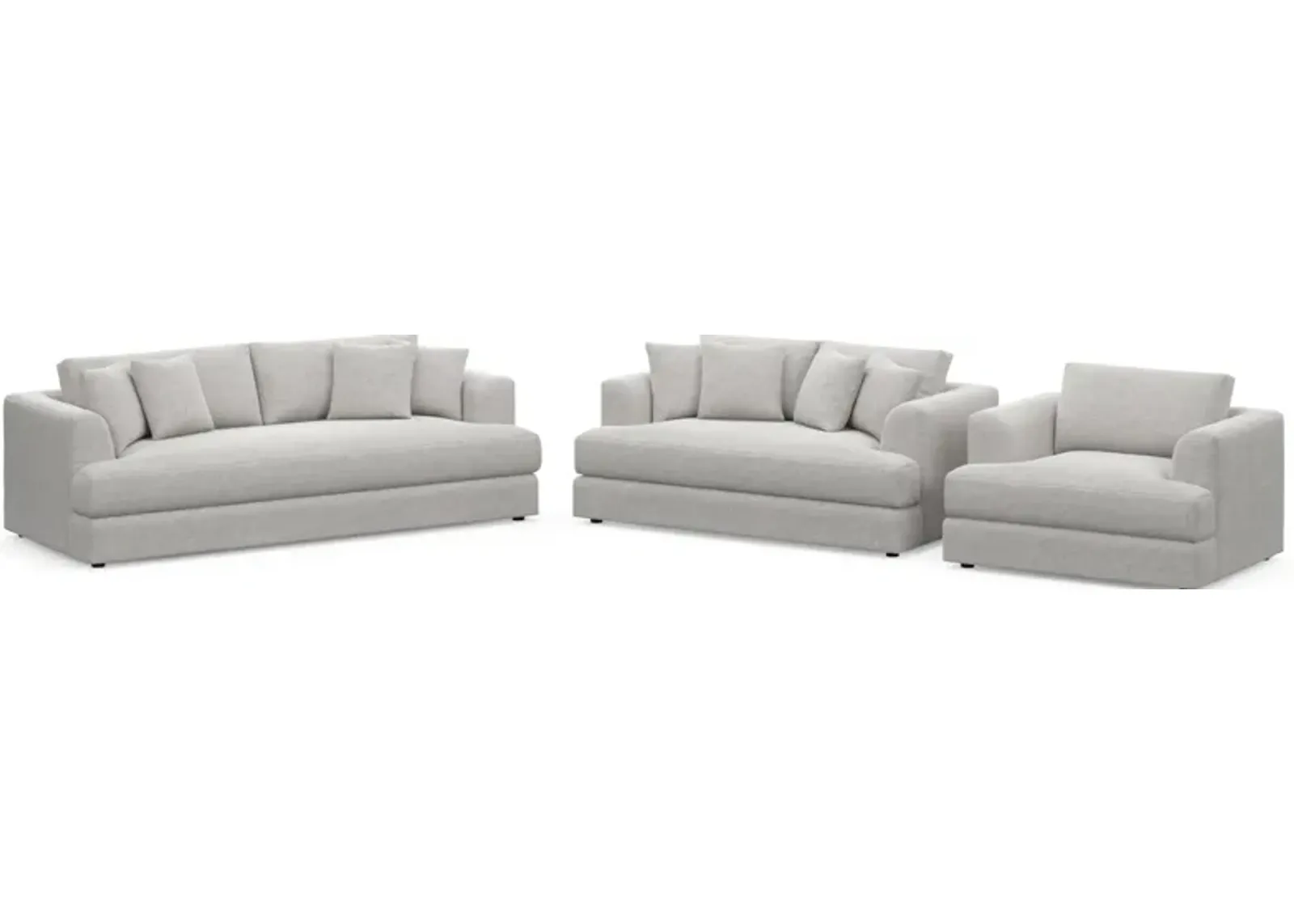 Ridley Foam Comfort Sofa, Loveseat, and Chair Set - Adario Fog