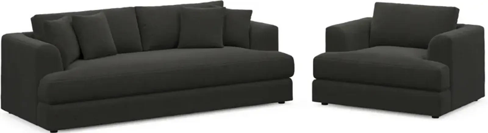 Ridley Hybrid Comfort Sofa and Chair Set - Liv Onyx