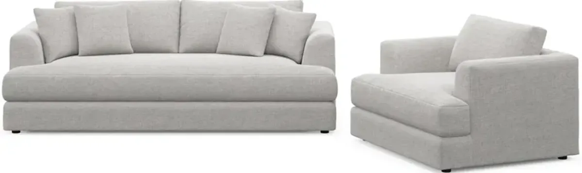 Ridley Hybrid Comfort Sofa and Chair Set - Adario Fog