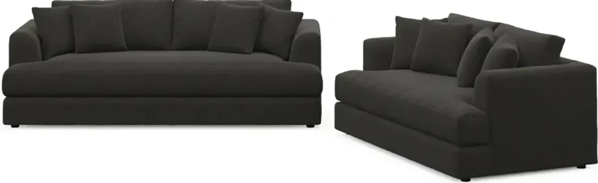 Ridley Hybrid Comfort Sofa and Loveseat Set - Liv Onyx