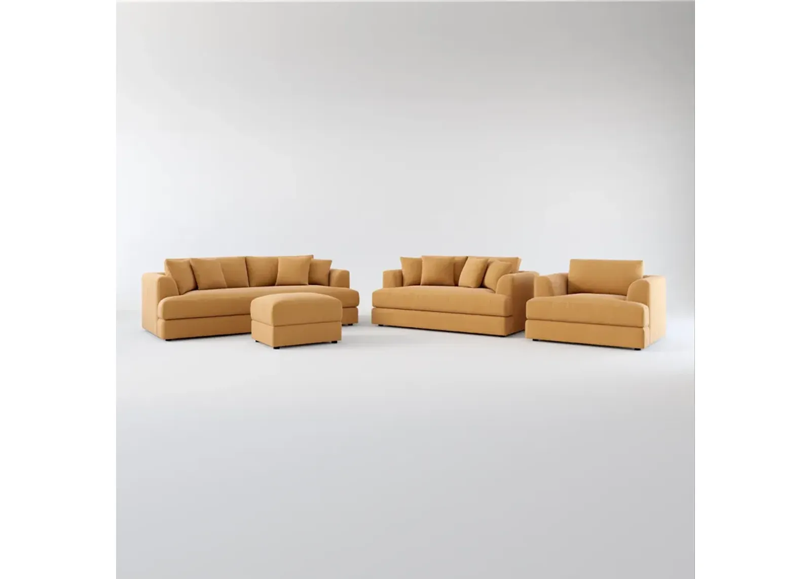 Ridley Foam Comfort Sofa, Loveseat, Chair and Ottoman - Merrimac Topaz