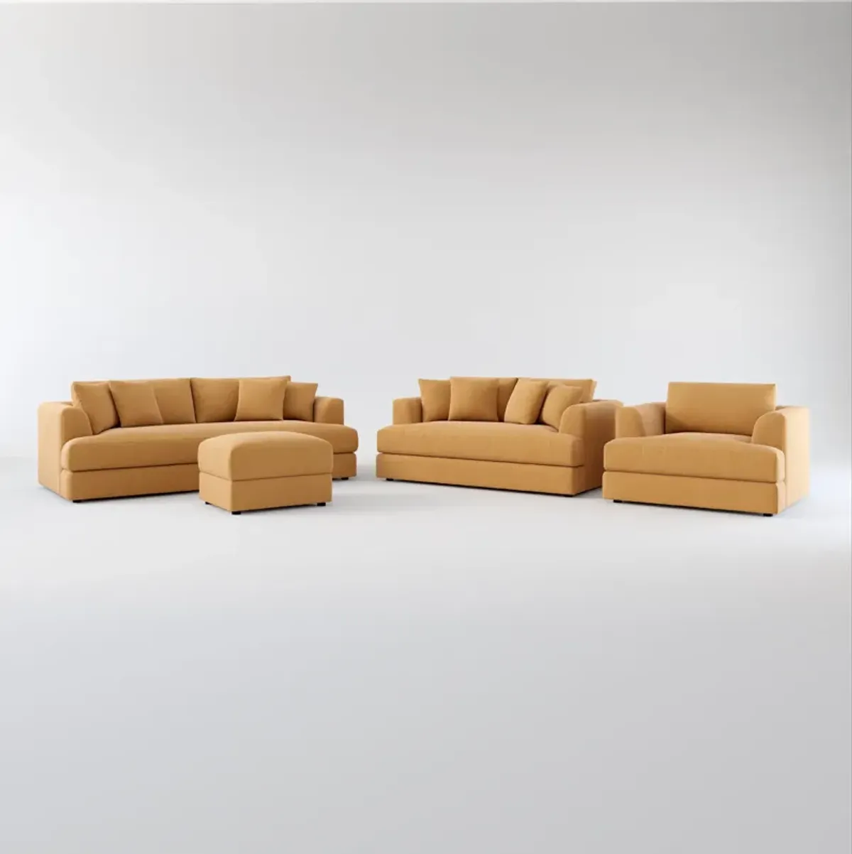 Ridley Foam Comfort Sofa, Loveseat, Chair and Ottoman - Merrimac Topaz