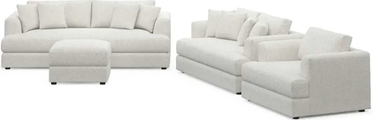 Ridley Foam Comfort Sofa, Loveseat, Chair, and Ottoman Set - River Rock Ivory