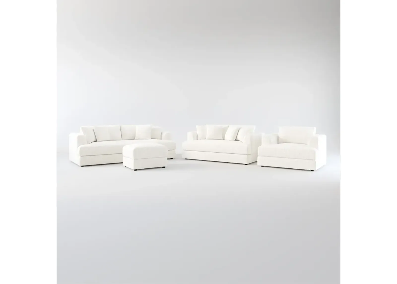 Ridley Foam Comfort Sofa, Loveseat, Chair, and Ottoman Set - River Rock Ivory