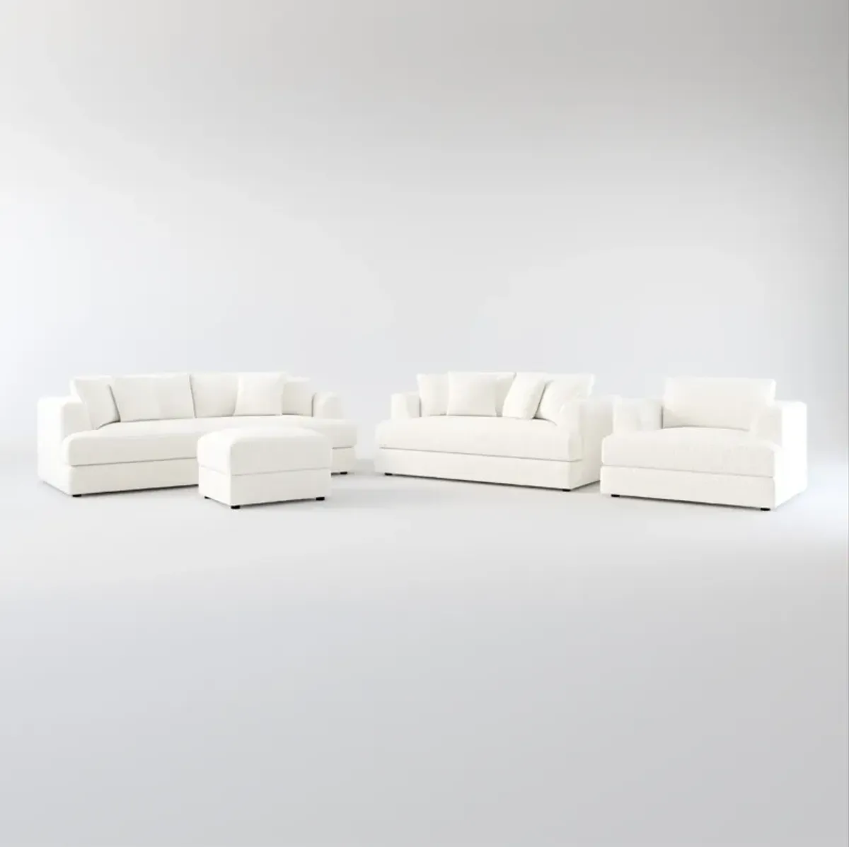 Ridley Foam Comfort Sofa, Loveseat, Chair, and Ottoman Set - River Rock Ivory