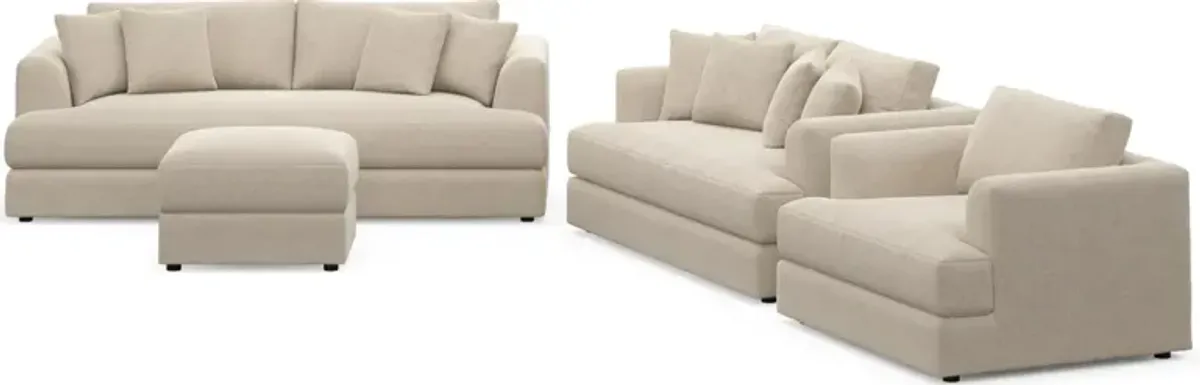 Ridley Foam Comfort Sofa, Loveseat, Chair, and Ottoman Set - Basker Antique