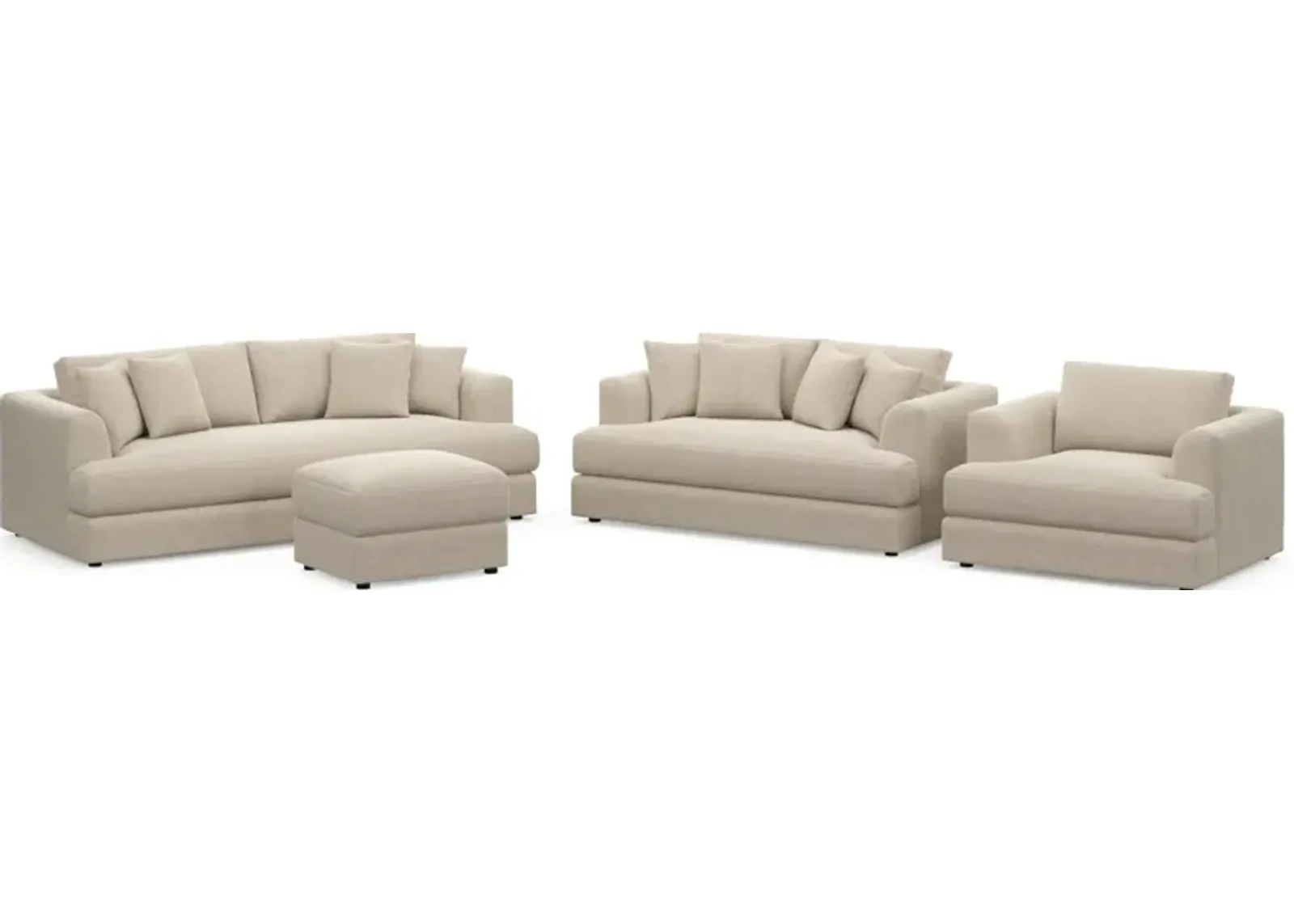 Ridley Foam Comfort Sofa, Loveseat, Chair, and Ottoman Set - Basker Antique