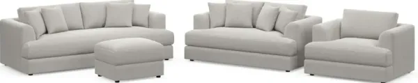 Ridley Foam Comfort Sofa, Loveseat, Chair, and Ottoman Set - Basker Dove