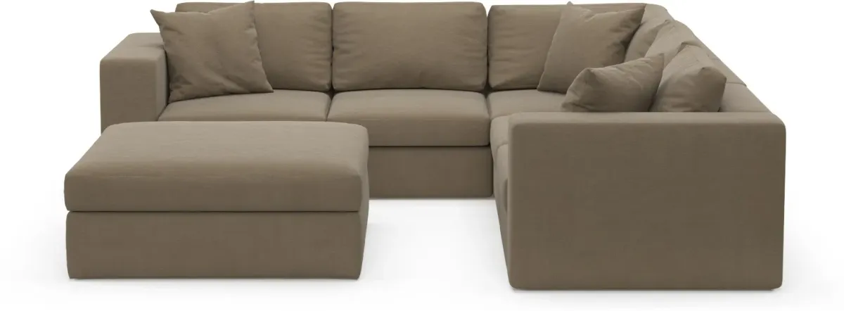 Collin Foam Comfort 5-Piece Sectional and Ottoman - Merrimac Ash