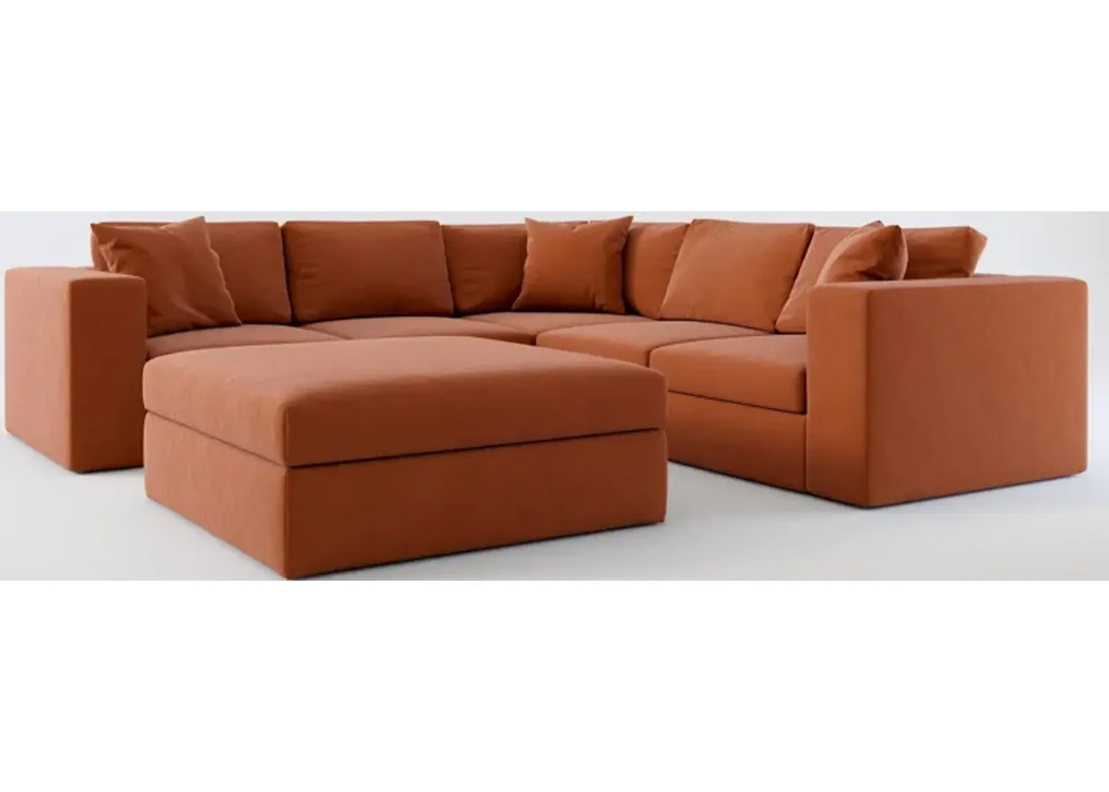 Collin Foam Comfort 5-Piece Sectional and Ottoman - Merrimac Brick