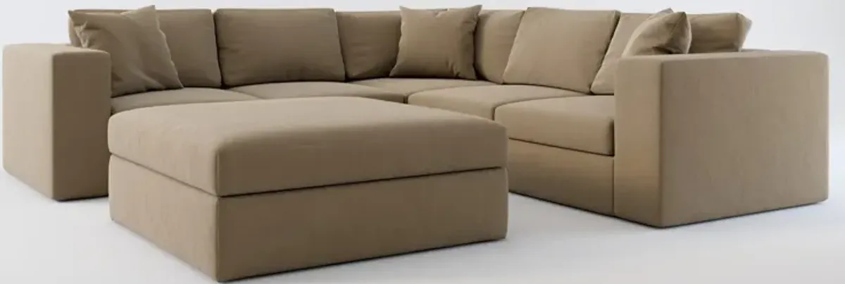 Collin Foam Comfort 5-Piece Sectional and Ottoman - Merrimac Brownstone