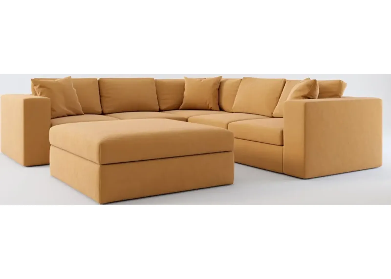 Collin Foam Comfort 5-Piece Sectional and Ottoman - Merrimac Topaz