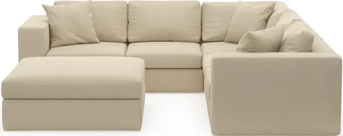 Collin Foam Comfort 5-Piece Sectional and Ottoman - Merrimac Ecru