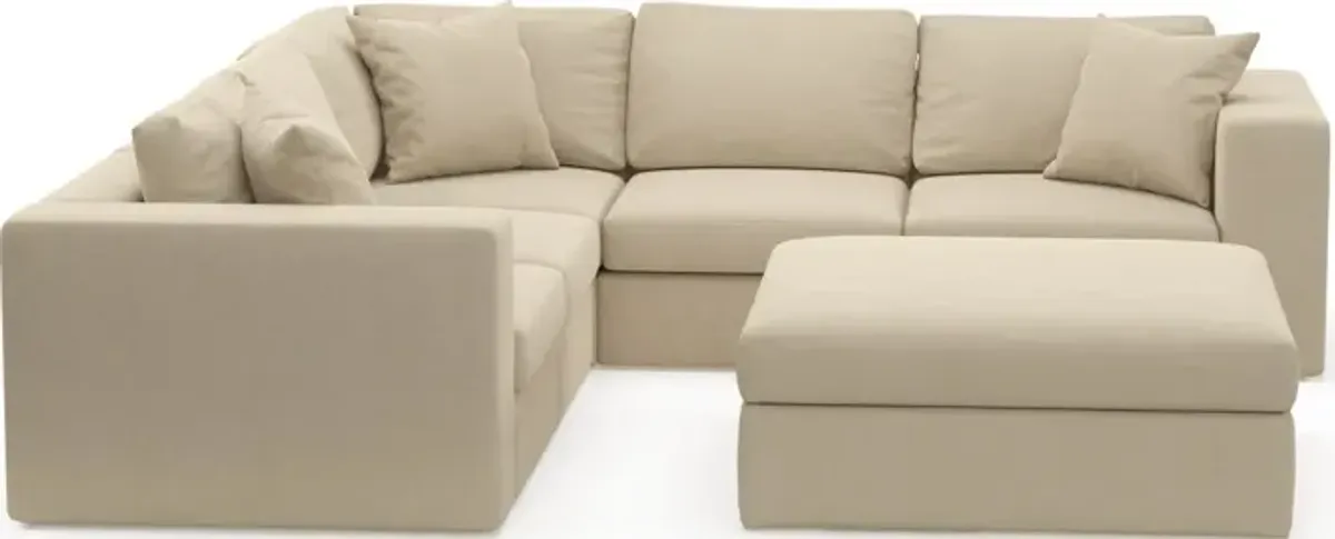 Collin Foam Comfort 5-Piece Sectional and Ottoman - Merrimac Ecru