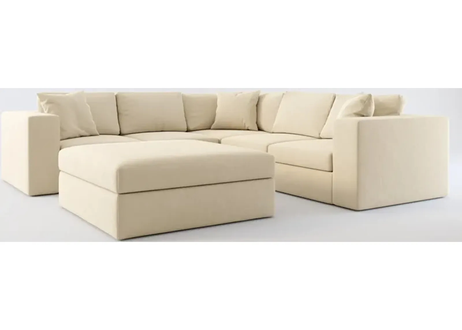 Collin Foam Comfort 5-Piece Sectional and Ottoman - Merrimac Ecru