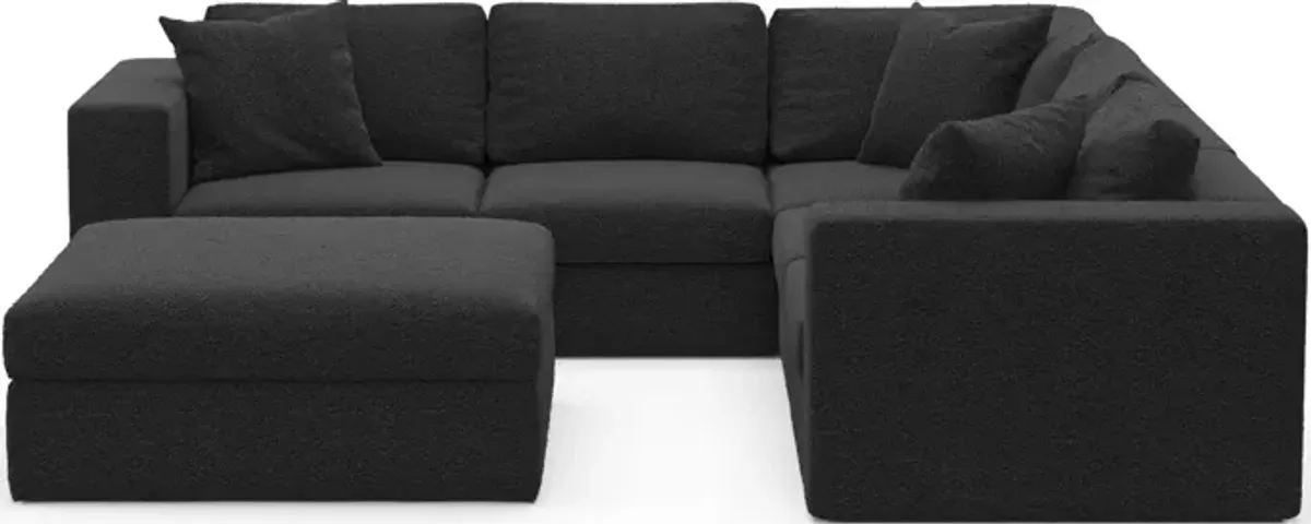 Collin Foam Comfort 5-Piece Sectional and Ottoman - Bloke Obsidian