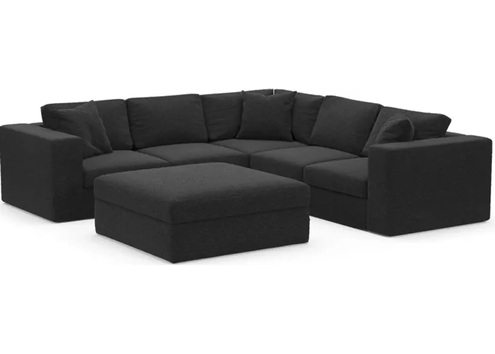 Collin Foam Comfort 5-Piece Sectional and Ottoman - Bloke Obsidian