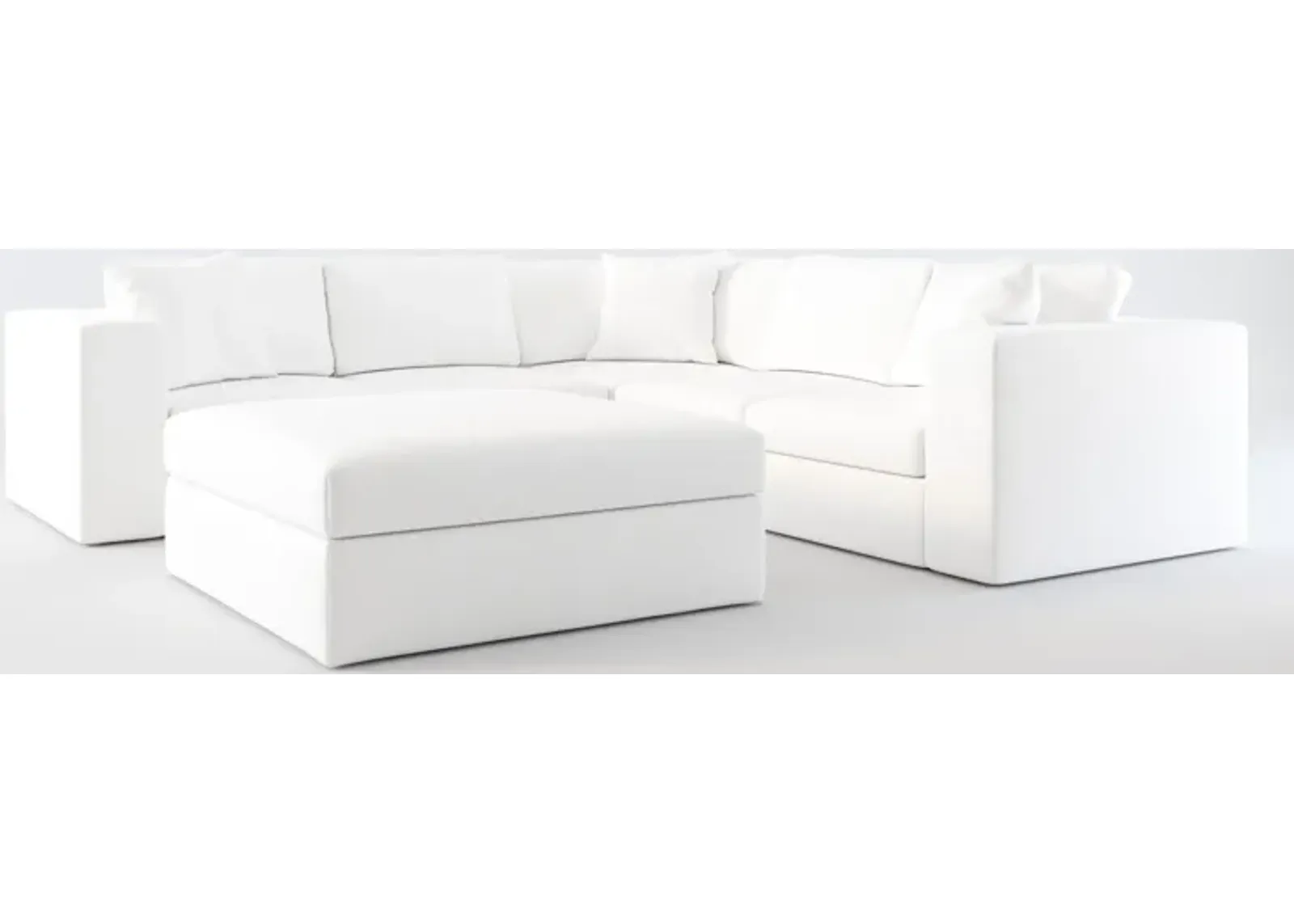 Collin Foam Comfort 5-Piece Sectional and Ottoman - Lovie Chalk