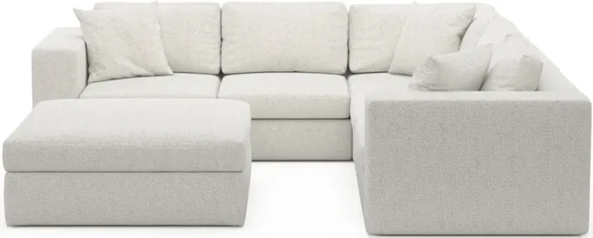 Collin Foam Comfort 5-Piece Sectional and Ottoman - River Rock Ivory