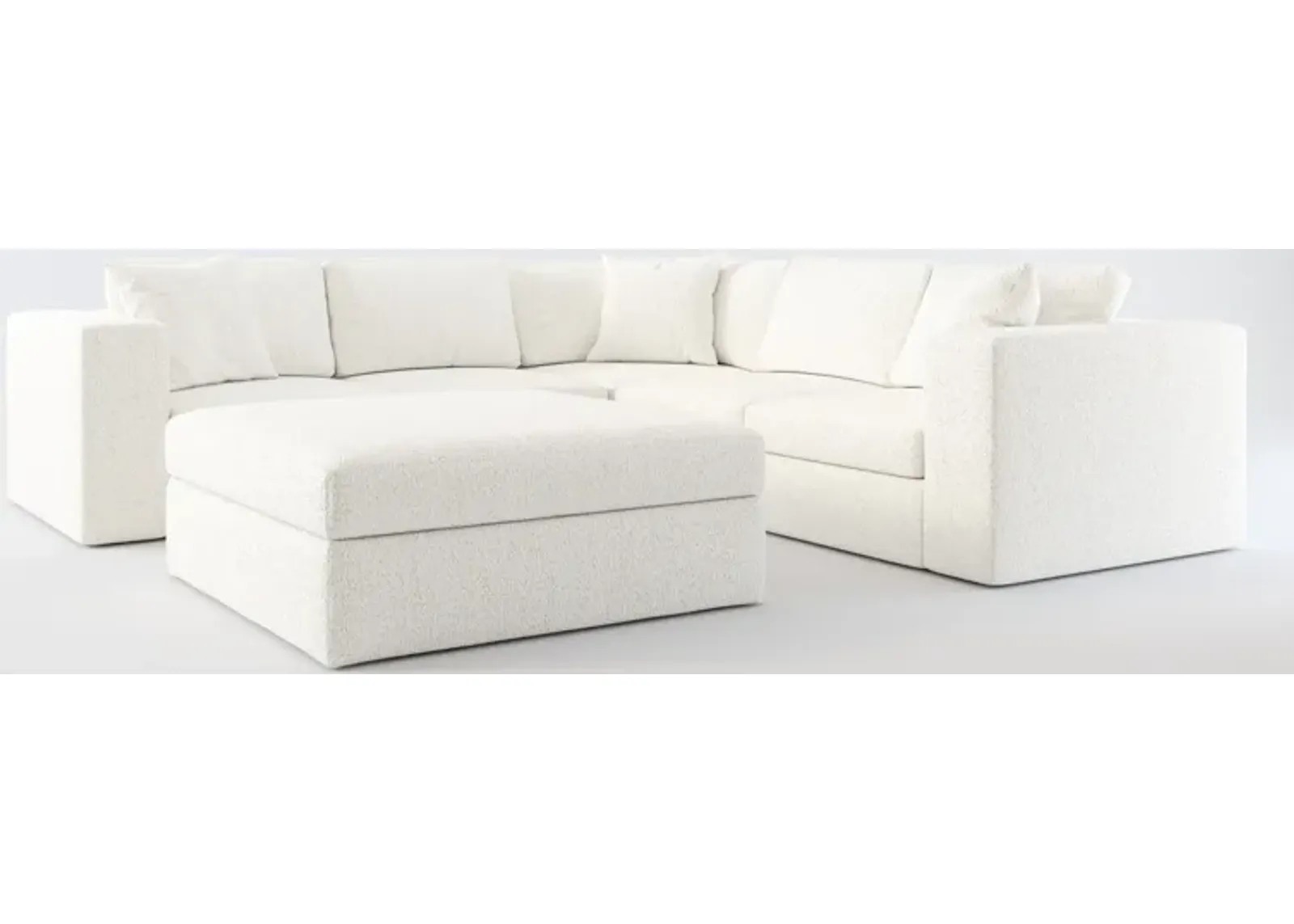 Collin Foam Comfort 5-Piece Sectional and Ottoman - River Rock Ivory