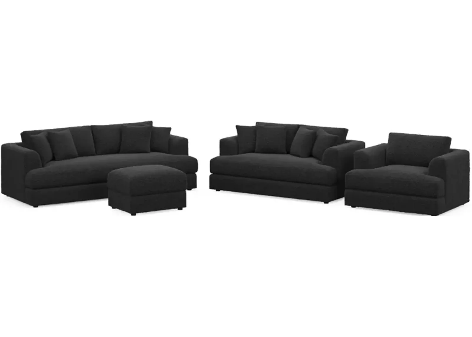 Ridley Hybrid Comfort Sofa, Loveseat, Chair and Ottoman - Bloke Obsidian