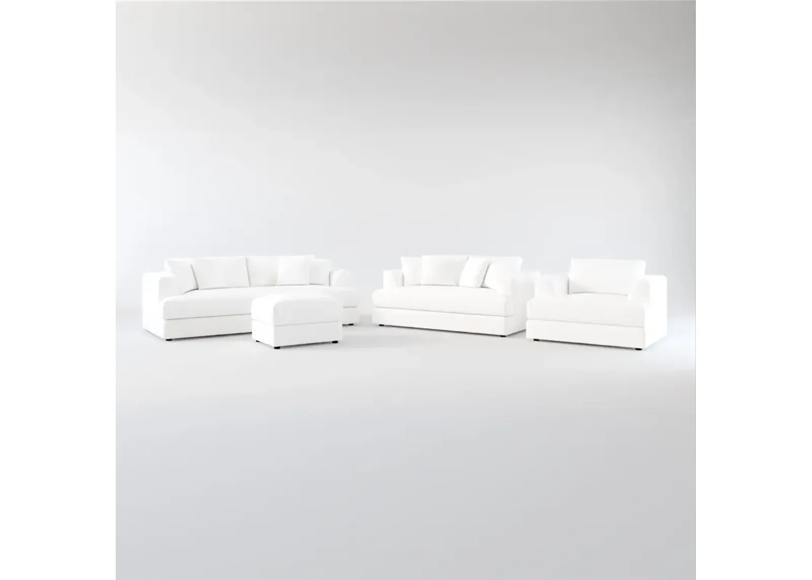 Ridley Hybrid Comfort Sofa, Loveseat, Chair and Ottoman - Lovie Chalk