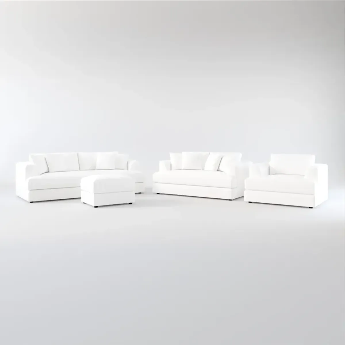 Ridley Hybrid Comfort Sofa, Loveseat, Chair and Ottoman - Lovie Chalk