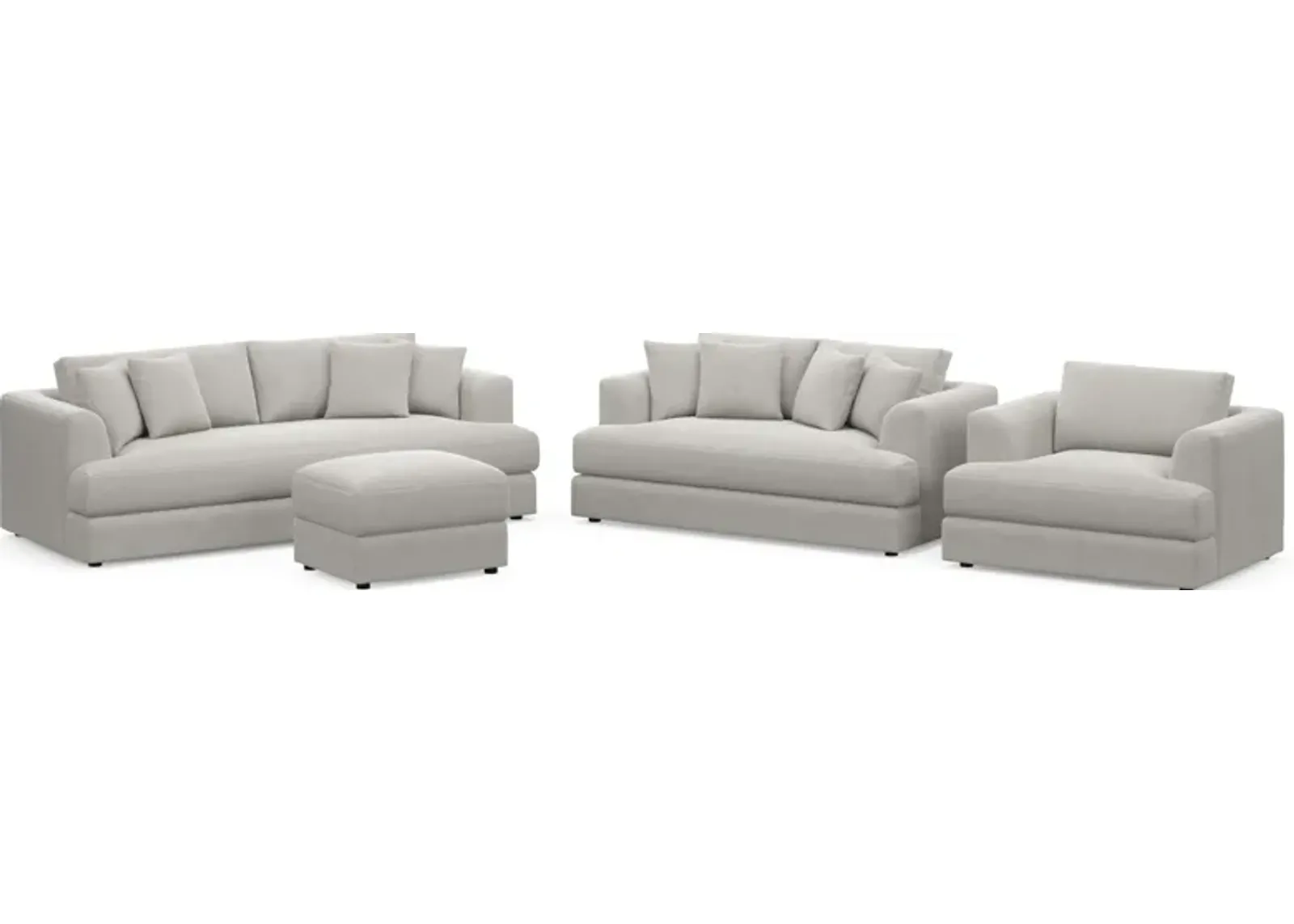 Ridley Hybrid Comfort Sofa, Loveseat, Chair, and Ottoman Set - Basker Dove