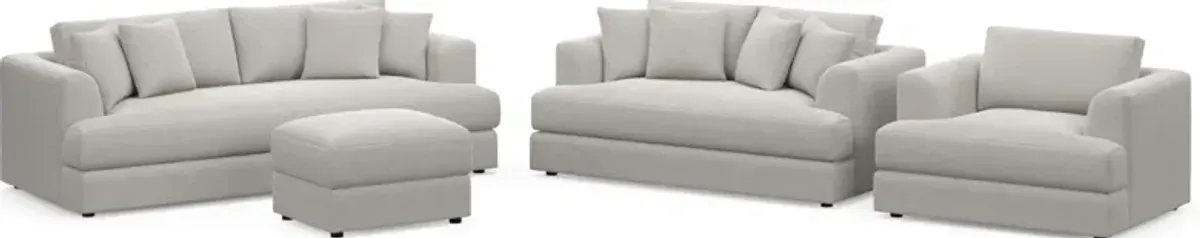 Ridley Hybrid Comfort Sofa, Loveseat, Chair, and Ottoman Set - Basker Dove