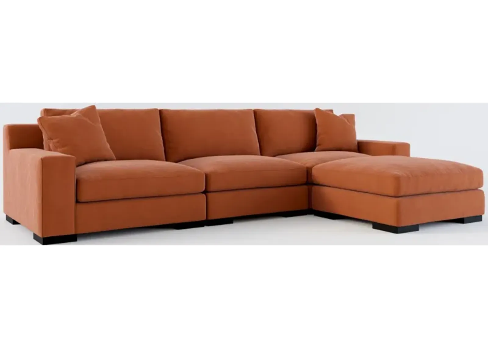 Bondi Foam Comfort 3-Piece Sofa and Ottoman - Merrimac Brick