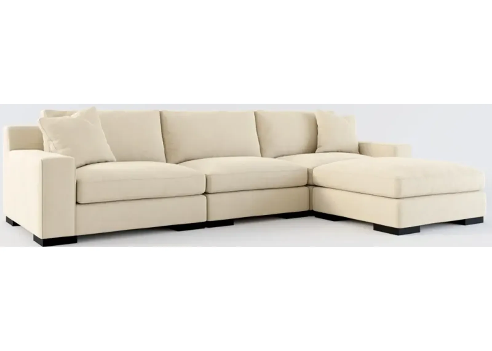 Bondi Foam Comfort 3-Piece Sofa and Ottoman - Merrimac Ecru