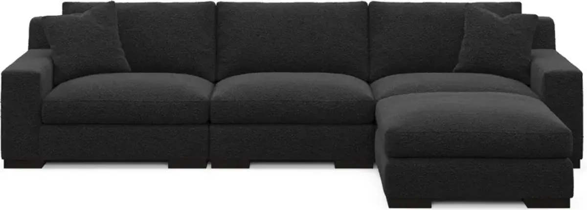 Bondi Foam Comfort 3-Piece Sofa and Ottoman - Bloke Obsidian