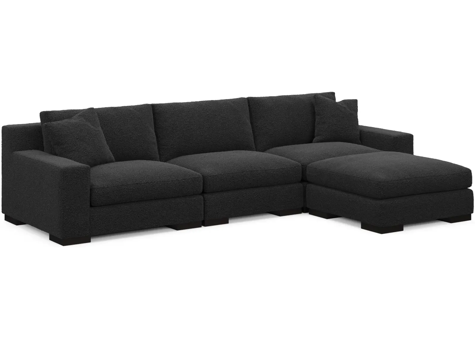 Bondi Foam Comfort 3-Piece Sofa and Ottoman - Bloke Obsidian