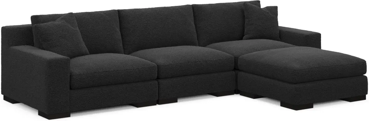 Bondi Foam Comfort 3-Piece Sofa and Ottoman - Bloke Obsidian