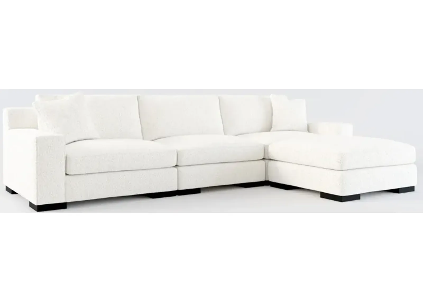 Bondi Foam Comfort 3-Piece Sofa and Ottoman - River Rock Ivory